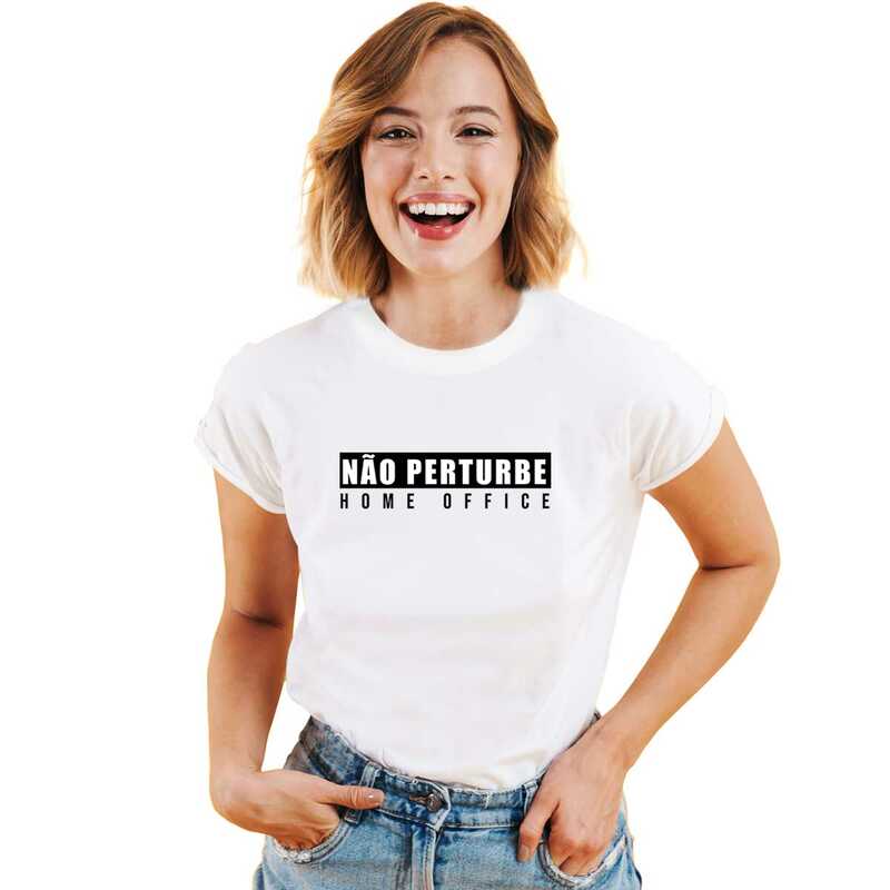 Camiseta Baby Look Não Perturbe Home Office - Tudu