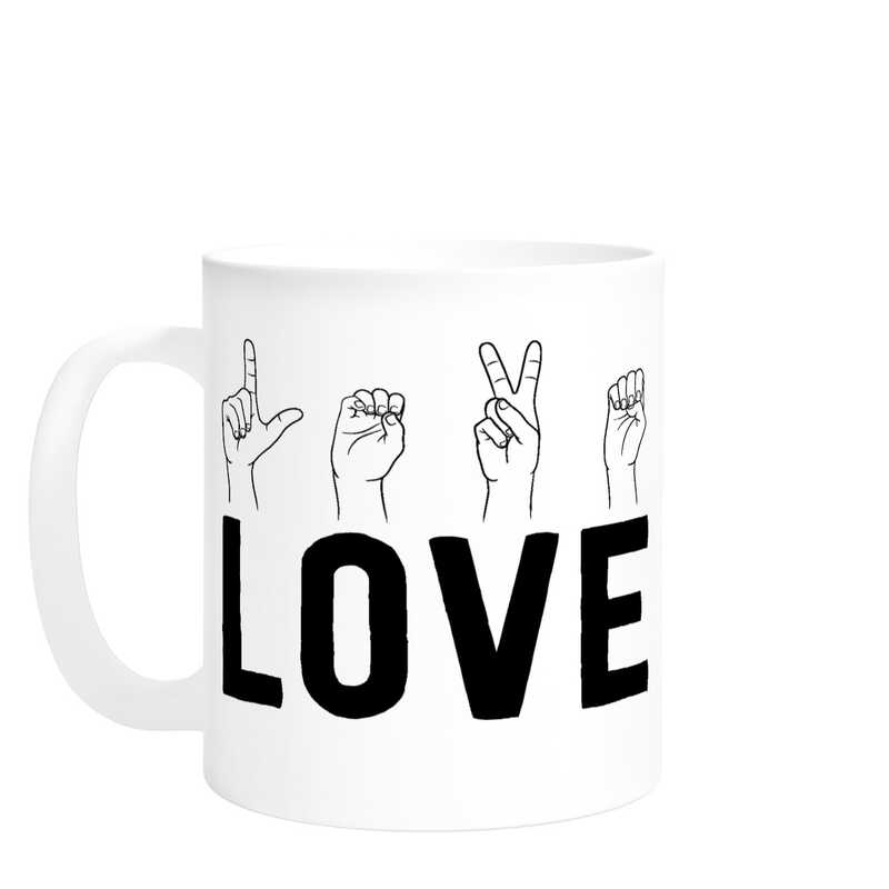 Caneca De Ceramica Love Em Libras Tudu