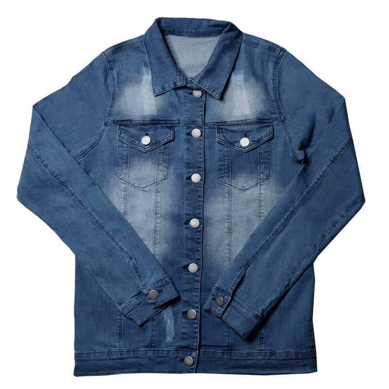 jaqueta jeans feminina com perola