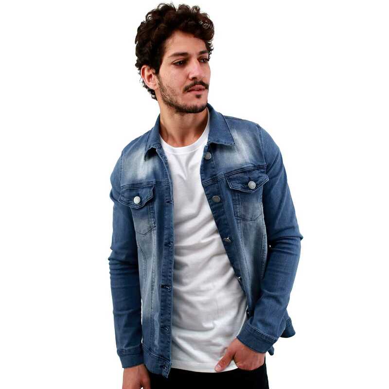 jaqueta jeans masculina com elastano